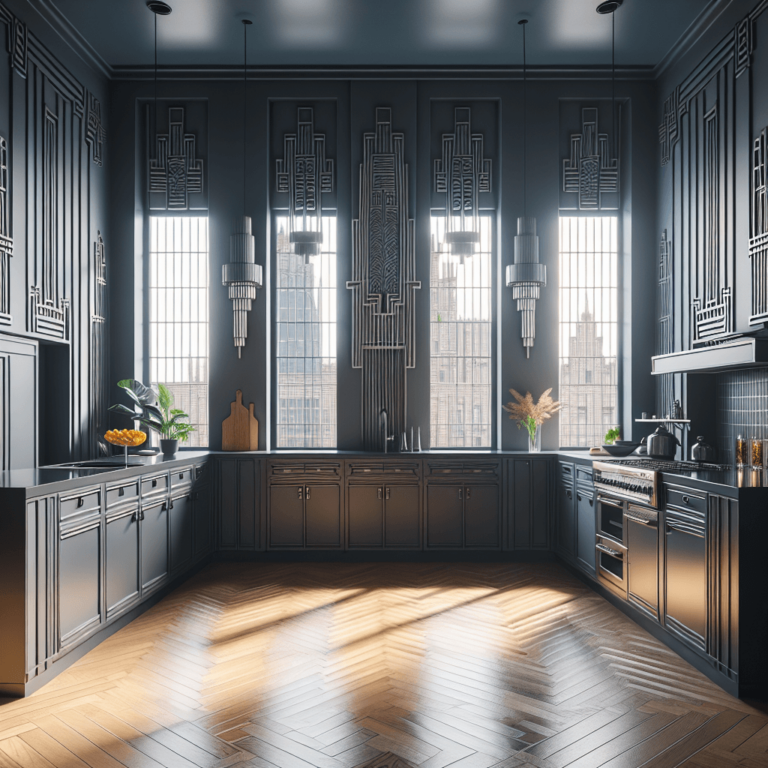 anthrazitfarbene Küche im Art-Deco-Stil-Nürnberg