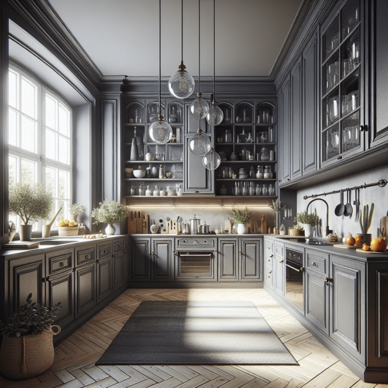 anthrazitfarbene Küche im Shabby Chic Stil-Nürnberg