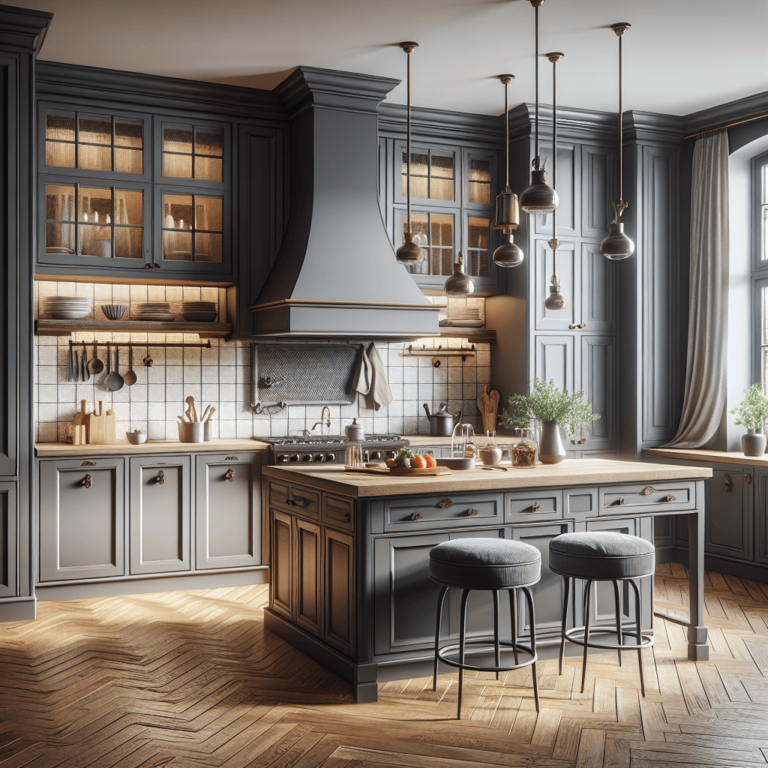 anthrazitfarbene Küche im Vintage Chic Stil-Nürnberg
