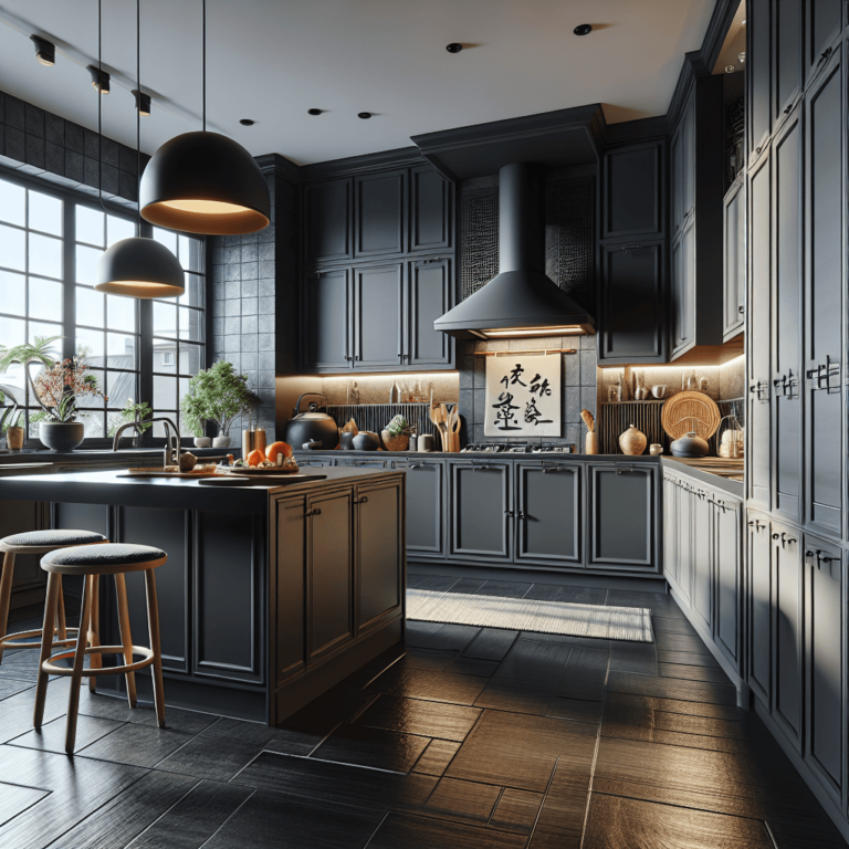 anthrazitfarbene Küche im asiatischen Stil-Nürnberg