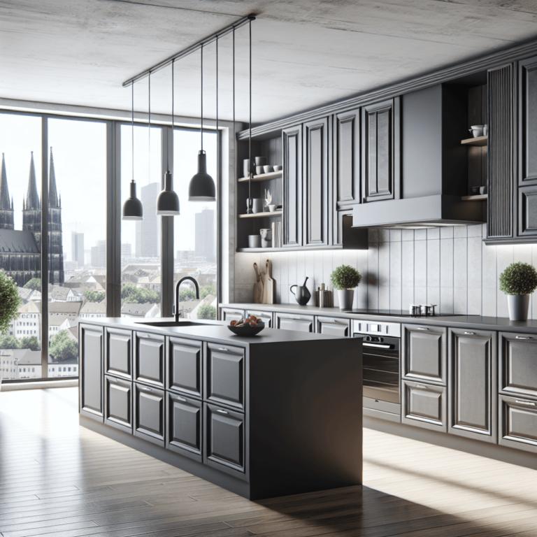 anthrazitfarbene Küche in L-Form-Nürnberg