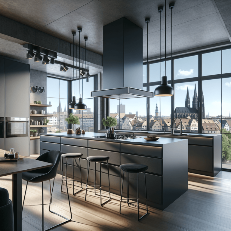 anthrazitfarbene Küche mit Stahlakzenten-Nürnberg