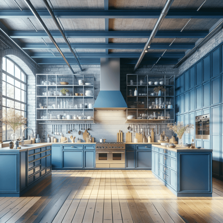 blaue Industrielle Küche-Nürnberg