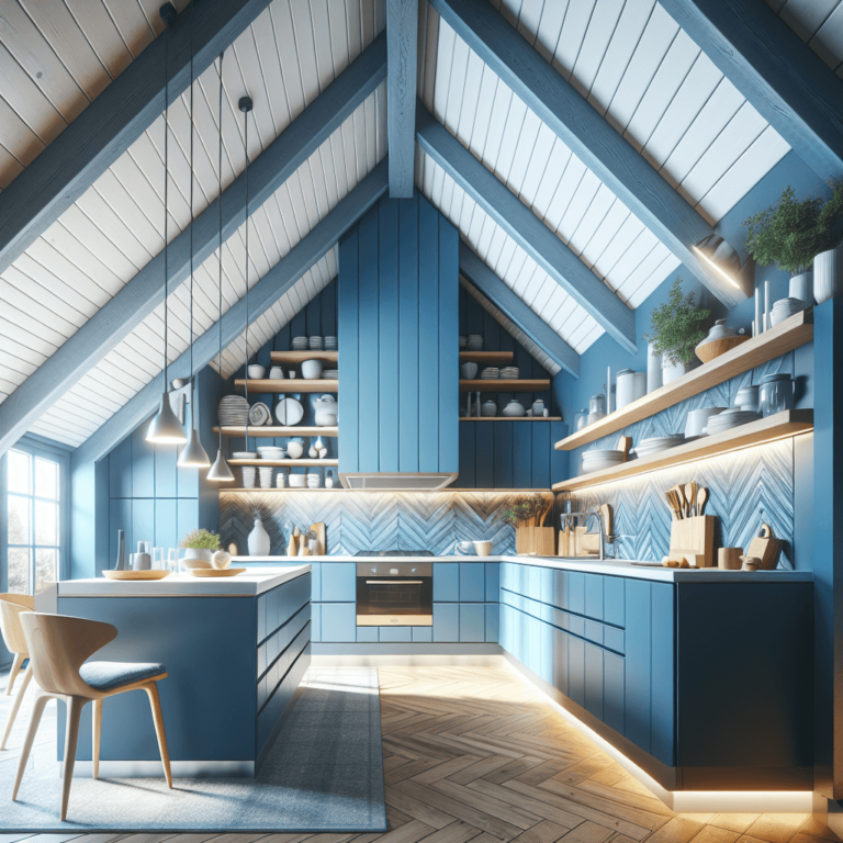 blaue Küche für Dachschräge-Nürnberg
