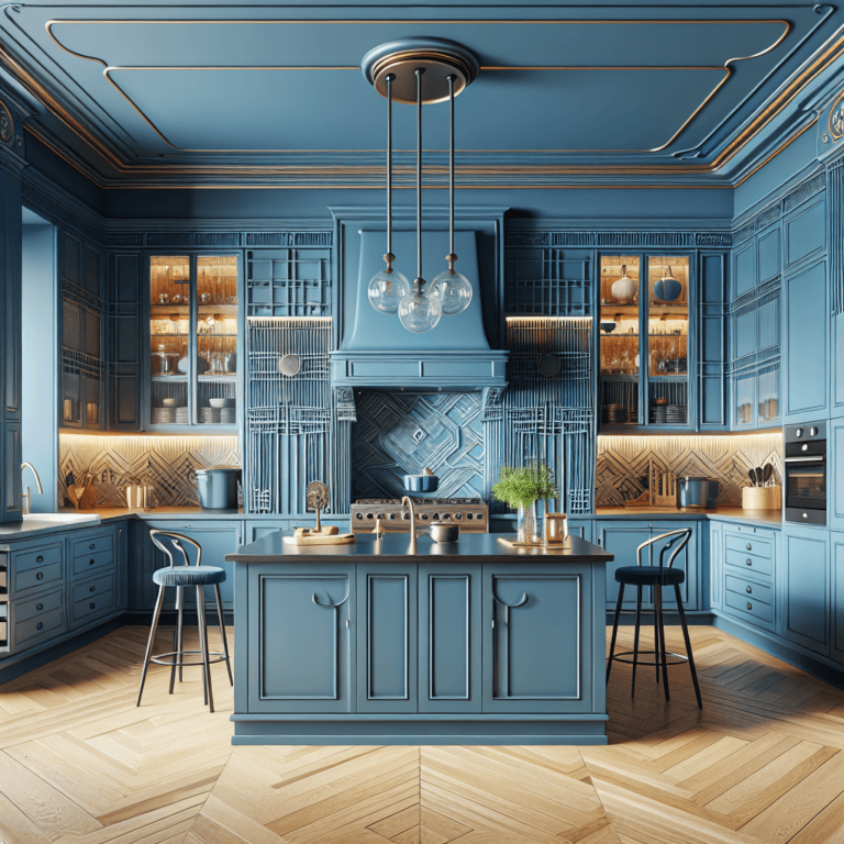 blaue Küche im Art-Deco-Stil-Nürnberg