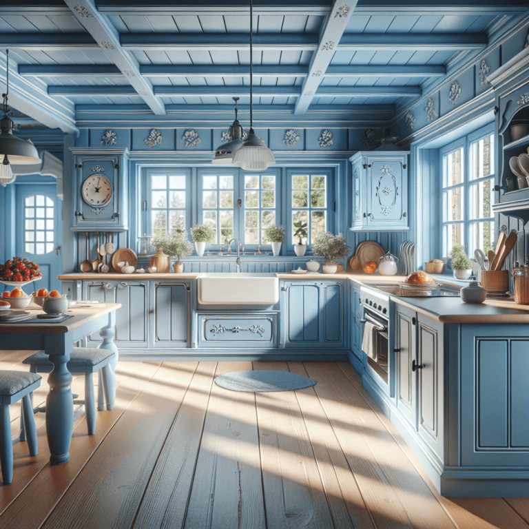 blaue Küche im Bauernhausstil-Nürnberg