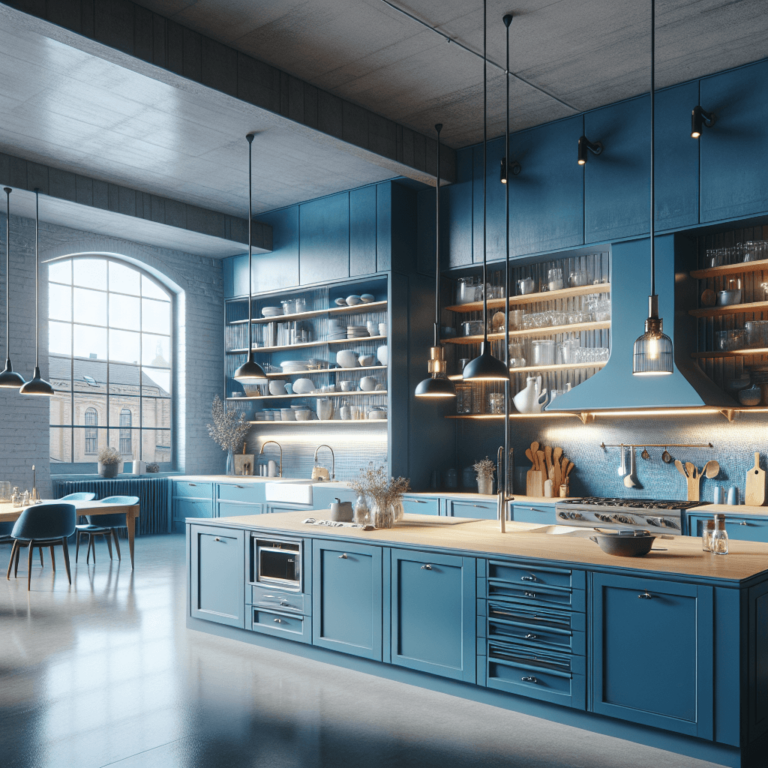 blaue Küche im Loftstil-Nürnberg