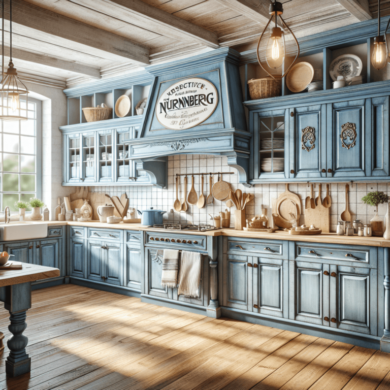 blaue Küche im Shabby Chic Stil-Nürnberg