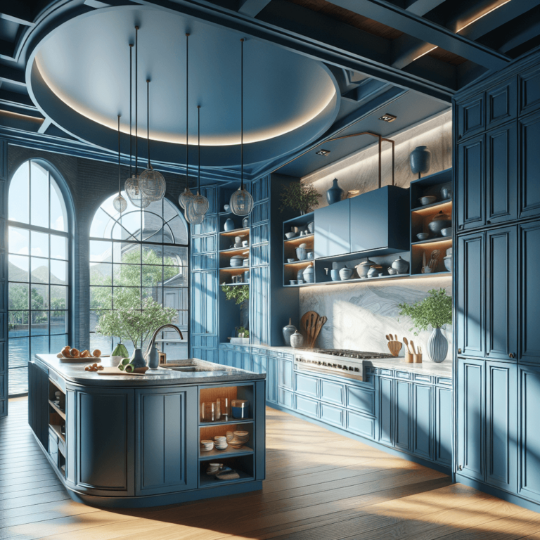 blaue Küche im asiatischen Stil-Nürnberg