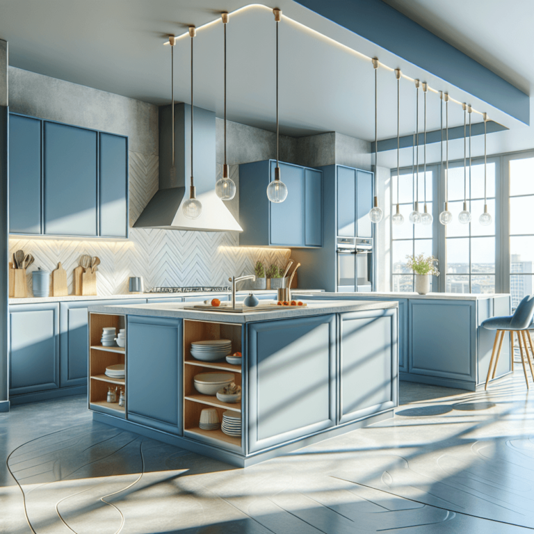 blaue Küche in L-Form-Nürnberg