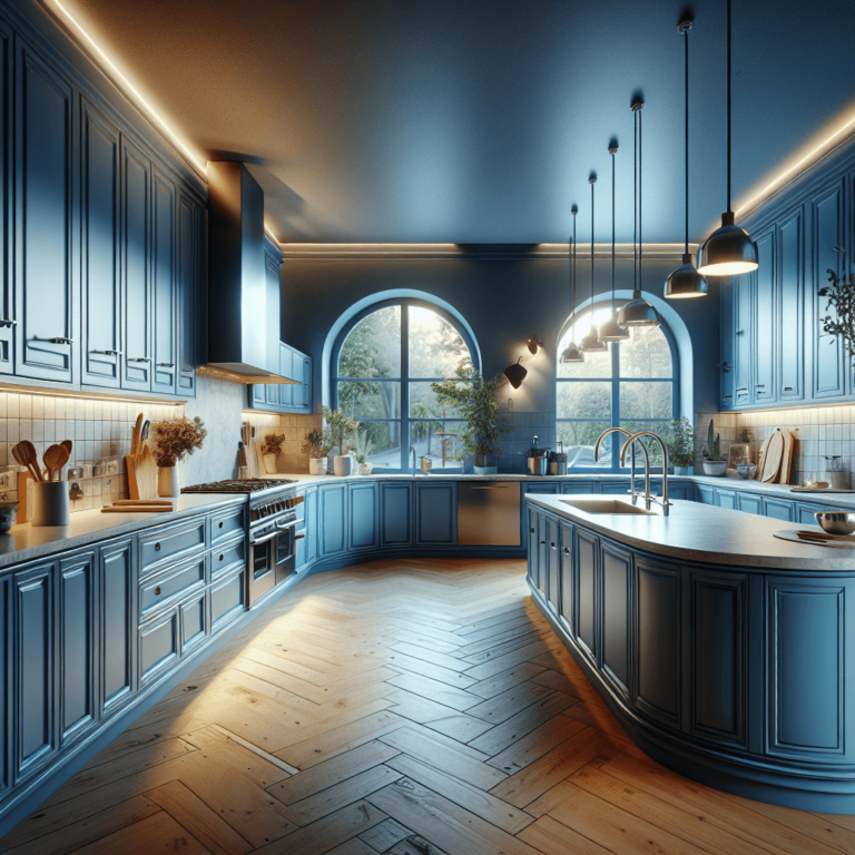 blaue Küche in U-Form-Nürnberg