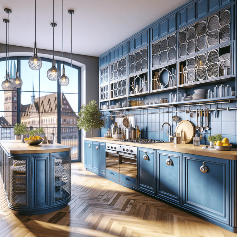 blaue Küche mit Stahlakzenten-Nürnberg