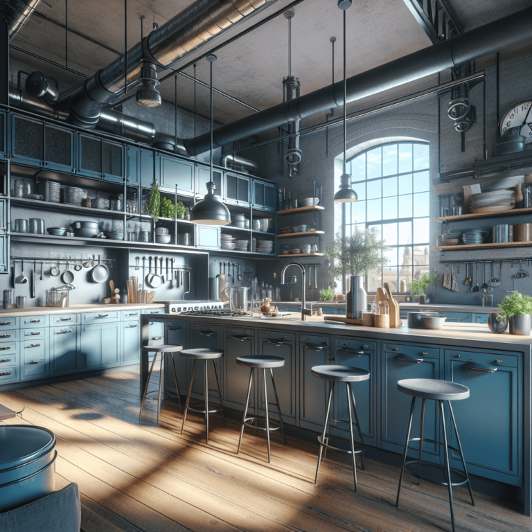 blaugraue Industrielle Küche-Nürnberg