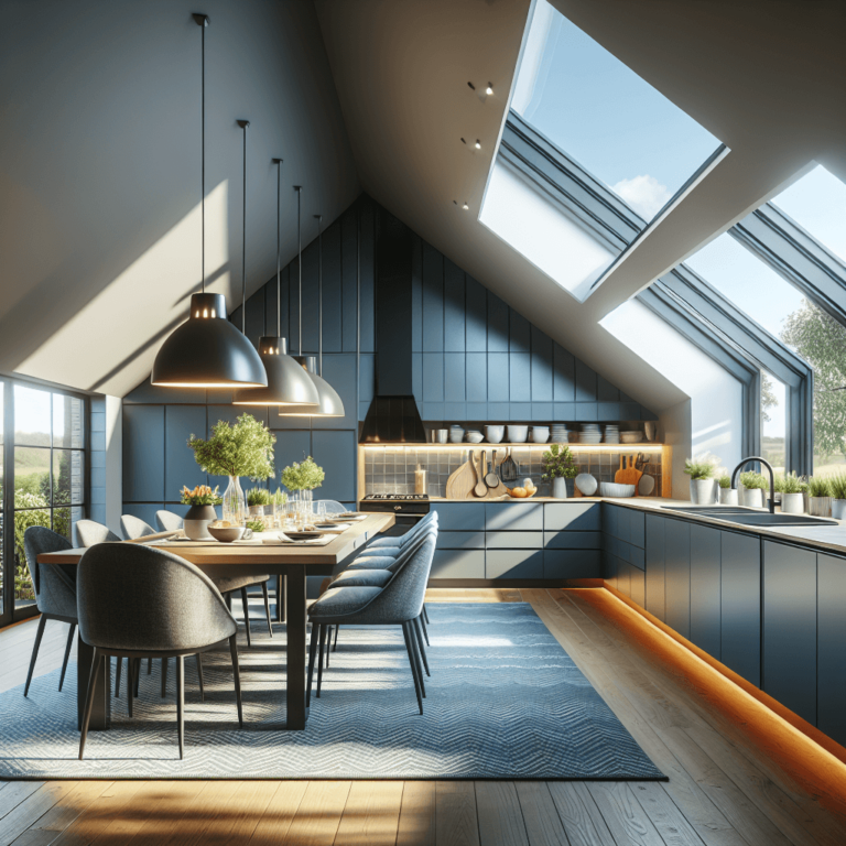 blaugraue Küche für Dachschräge-Nürnberg