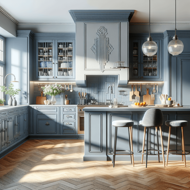 blaugraue Küche im Art-Deco-Stil-Nürnberg