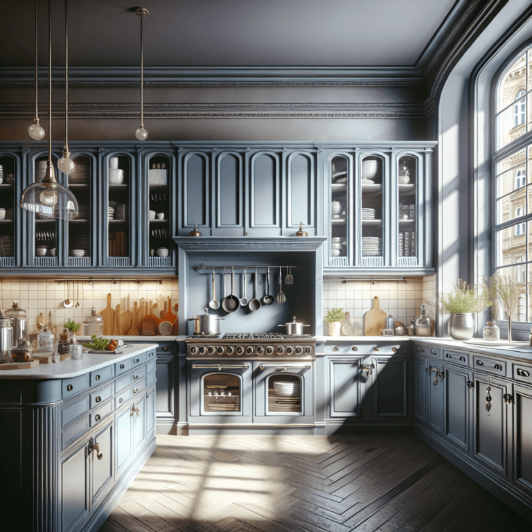 blaugraue Küche im Shabby Chic Stil-Nürnberg