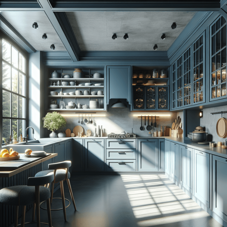 blaugraue Küche im asiatischen Stil-Nürnberg