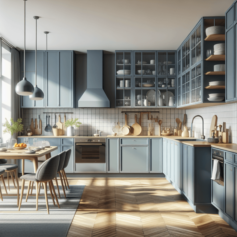 blaugraue Küche im skandinavischen Stil-Nürnberg