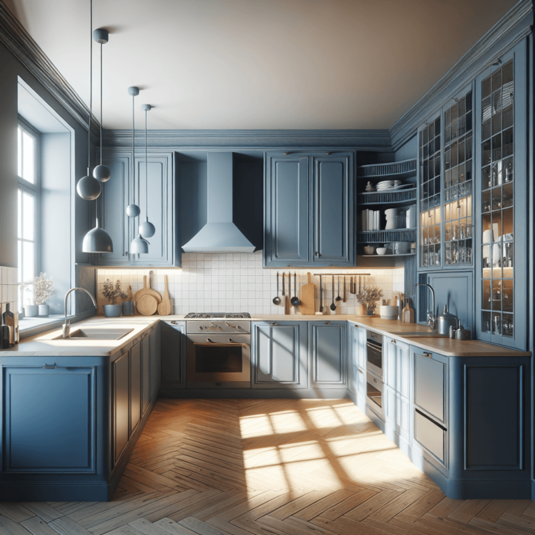 blaugraue Küche in L-Form-Nürnberg
