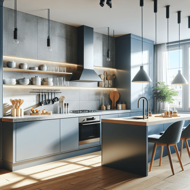 blaugraue Minimalismus Küche-Nürnberg