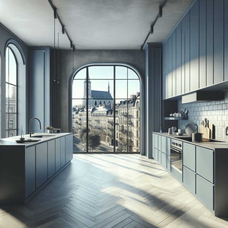 blaugraue mehrzeilige Küche-Nürnberg