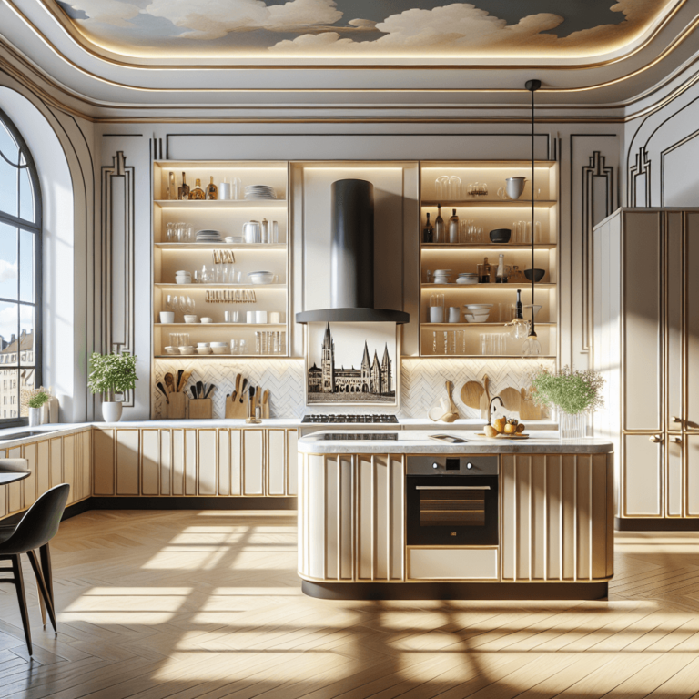 cremefarbene Küche im Art-Deco-Stil-Nürnberg