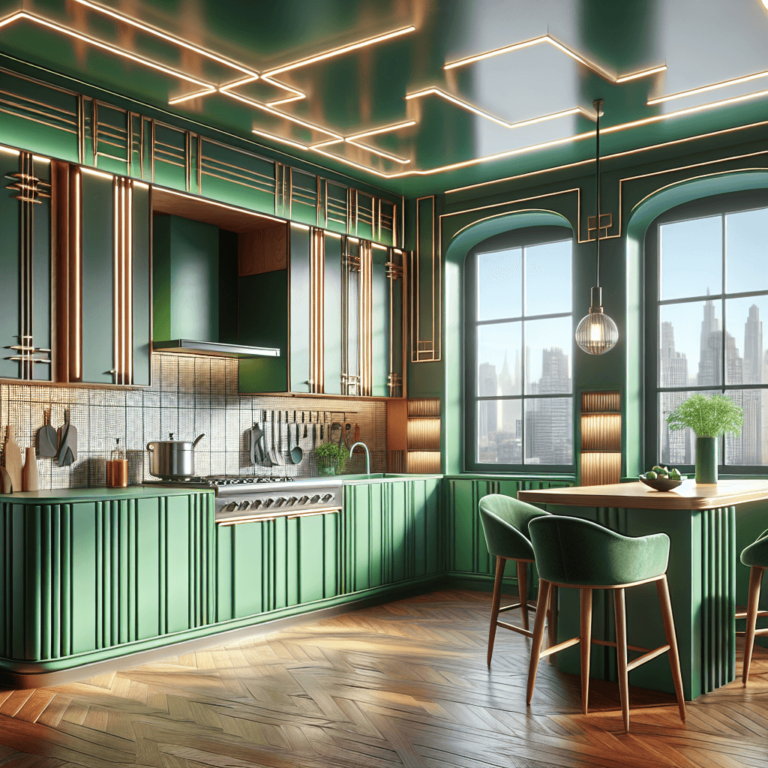 grüne Küche im Art-Deco-Stil-Nürnberg