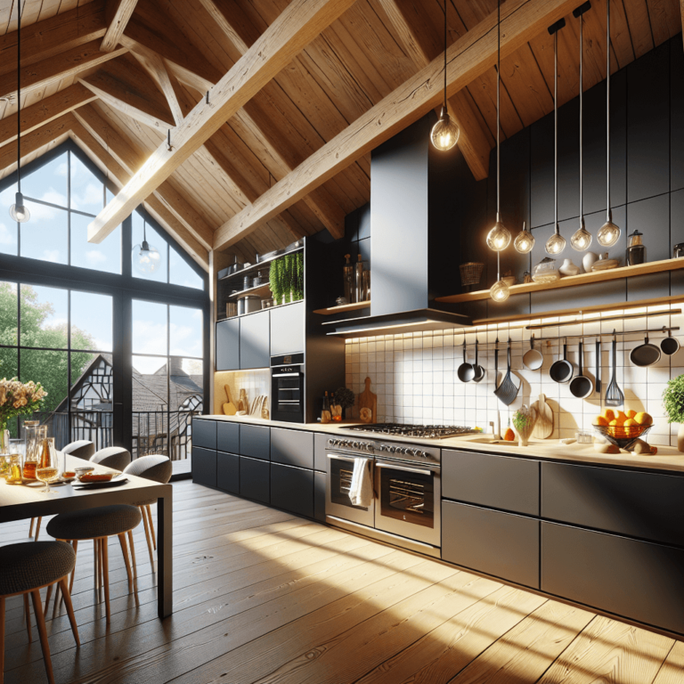 schwarze Küche für Dachschräge-Nürnberg