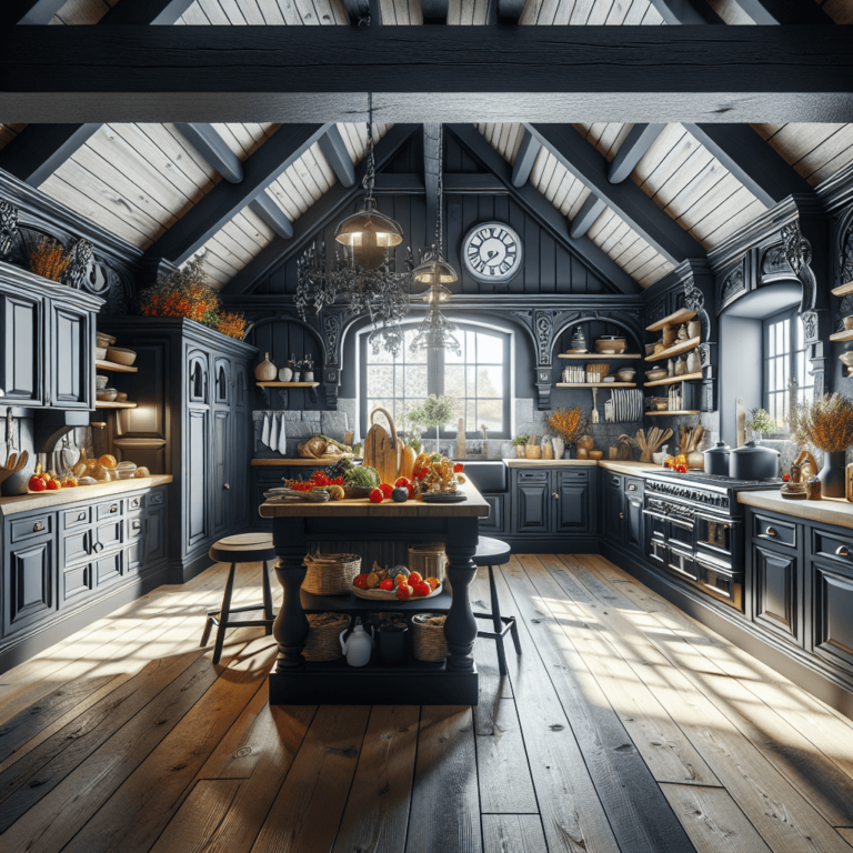 schwarze Küche im Bauernhausstil-Nürnberg