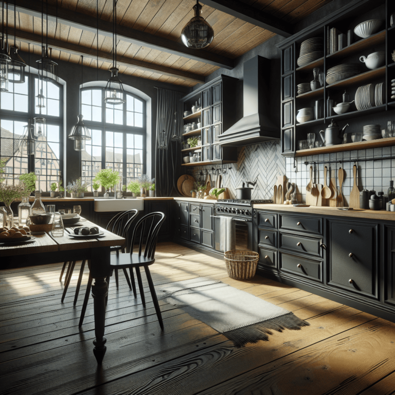 schwarze Küche im Shabby Chic Stil-Nürnberg