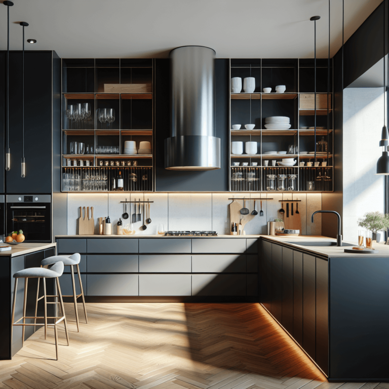 schwarze Küche in L-Form-Nürnberg